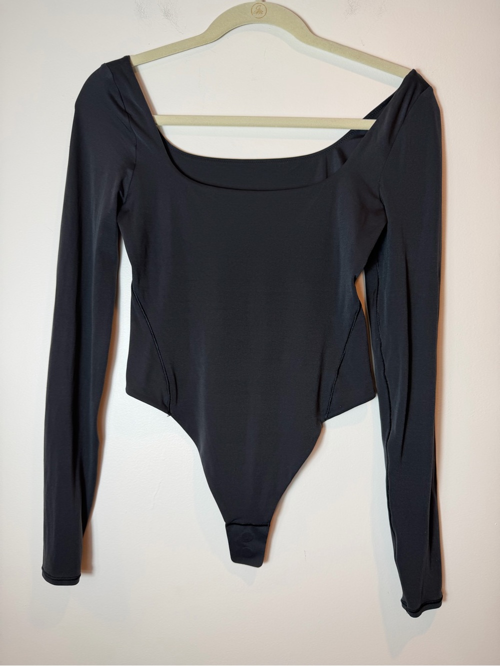 Lululemon Wundermost Nulu Square Neck Long Sleeve Bodysuit Black Size S